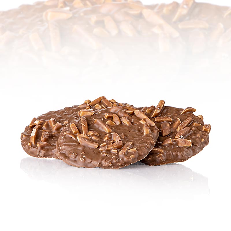 Blattert Mühle speltvafler med mandelsplitter i mælkechokolade, 150 g