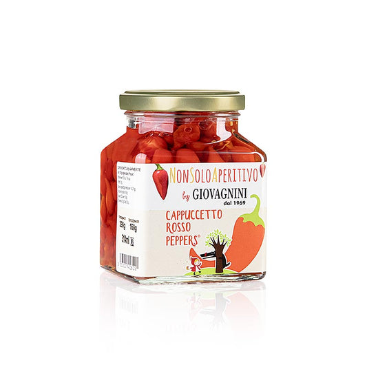 Peperoni-dråber "Pepper Rosso", røde, Giovagnini Cappuccetto, 290 g