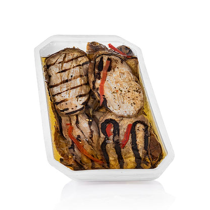 Syltede auberginer, grillede, i solsikkeolie, 1 kg