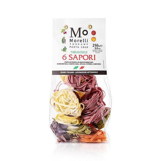 Morelli 1860 pasta Tagliatelle 6 Sapori (farvet pasta, 6 sorter), 250 g