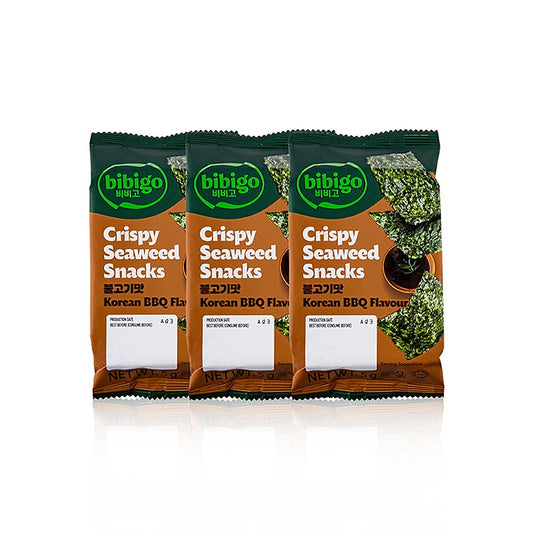 Tang-snack med bulgogi (BBQ), sprøde tangblade, Bibigo, 15 g