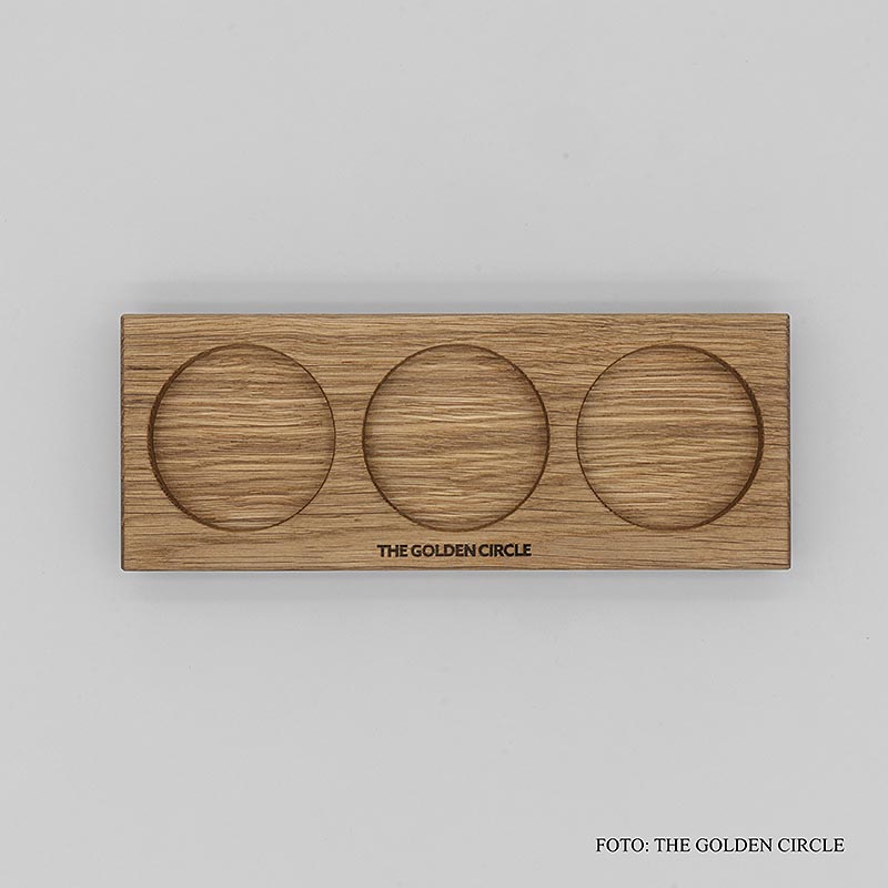 THE GOLDEN CIRCLE - Krydderibræt til 3 krydderier, 225x85x25 mm, tysk eg, 1 stk.