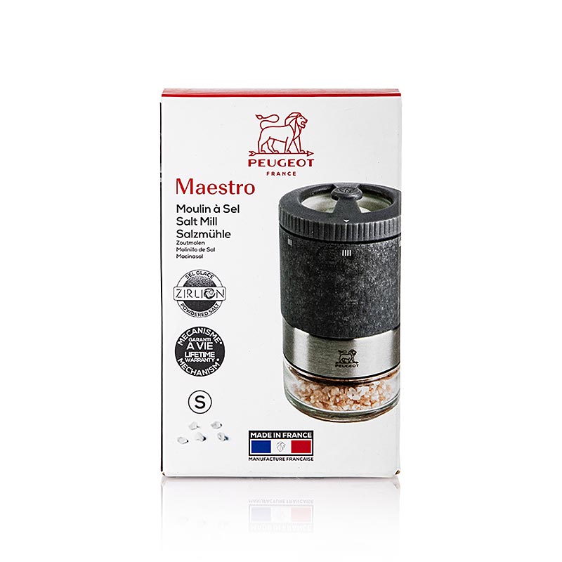 Saltkværn MAESTRO U´SELECT, lys grafit, 11 cm, indstillelig malingsgrad, Peugeot