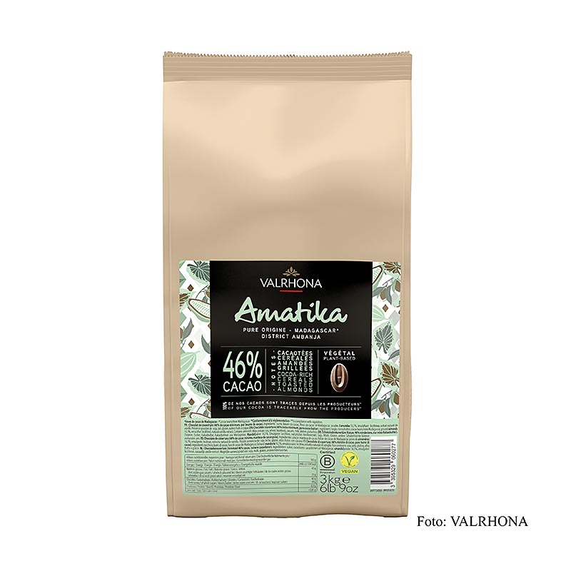 Valrhona AMATIKA, VEGANSK mørk couverture, 46 % kakao (51470), 3 kg