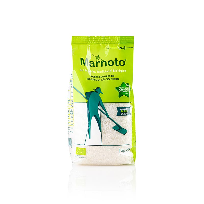 Sal Marinho Tradicional havsalt, medium, hvidt, fugtigt, Marnoto, økologisk, 500