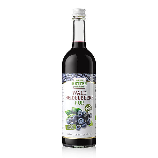 Skovblåbærsaft, 100 % friskpresset saft, Obsthof Retter, økologisk, 750 ml