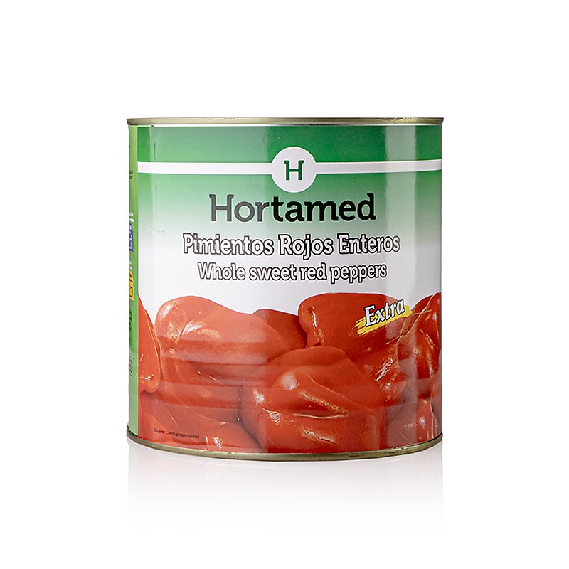 Pimientos, hele, røde, flåede peberfrugter, Hortamed, 2,5 kg