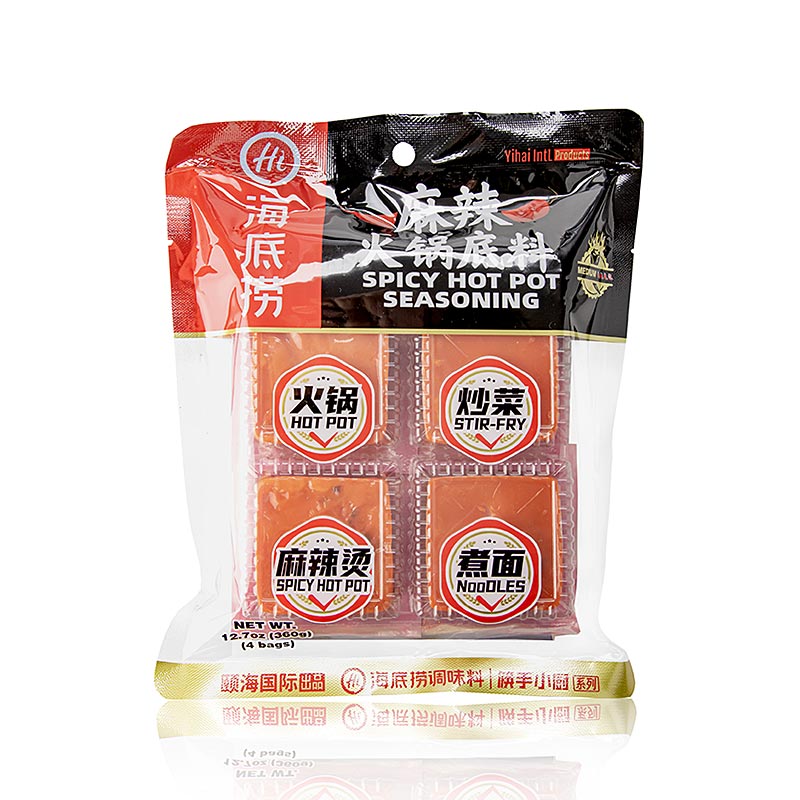 Hot Pot-krydderi, spicy, suppebase, Haidilao, 360 g, 4 stk